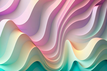Pastel colors waves paper background, Generative AIの素材