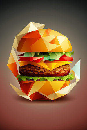 Picture of bright colorful hamburger, colorblocks, Generative AIの素材