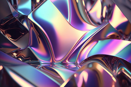 Colorful abstract reflect effect holographic background, Generative AIの素材