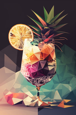 Picture of a tropical cocktail glass, Generative AIの素材