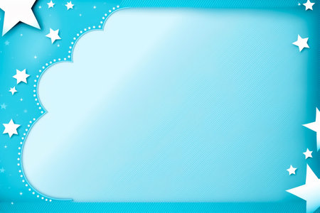 Blue frame cloud shape with star confetti background. Copy space for text, Generative AIの素材