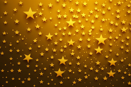 Golden star shape pattern dark yellow background, Generative AIの素材