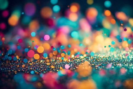 Different bright colors confetti background with bokeh effect, Generative AIの素材