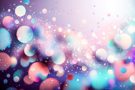 Blue, pink and lilac confetti on a pastel background, copy space, Generative AIの素材