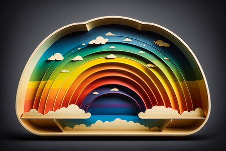 Wooden bright colors rainbow toy, Generative AIの素材