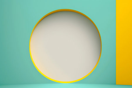 Colorblock colorful background with the round empty space in the middle to place goods for advertising, Generative AIの素材