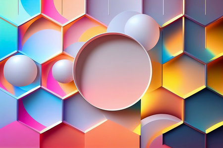 Colorblock background with the round empty space in the middle to place commercials for advertisement, Generative AIの素材
