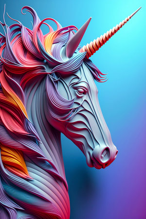 Plastic unicorn in pastel colors, vertical, Generative AIの素材