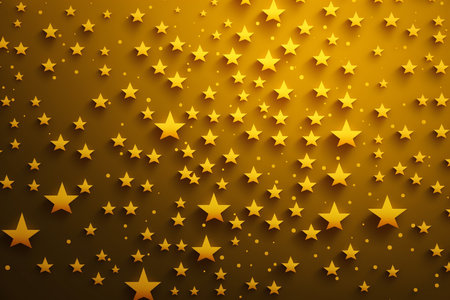 Golden star shape pattern yellow background, Generative AIの素材