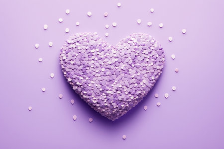 Heart shape volumetric symbol on the lilac background, Generative AIの素材