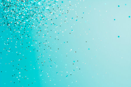 Tiny paper confetti on light blue pastel background, Generative AIの素材