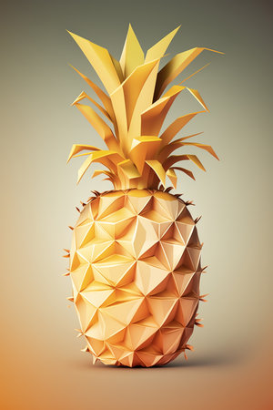 Picture of pineapple on the gradient pastel background, colorblocks technique, Generative AIの素材