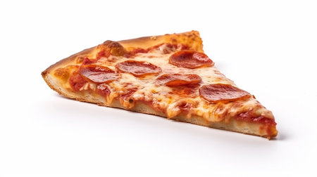 Slice of pizza isolated on white background, Generative AIの素材
