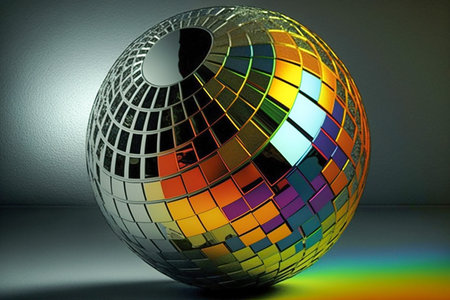 Disco ball with mirror reflections, Generative AIの素材