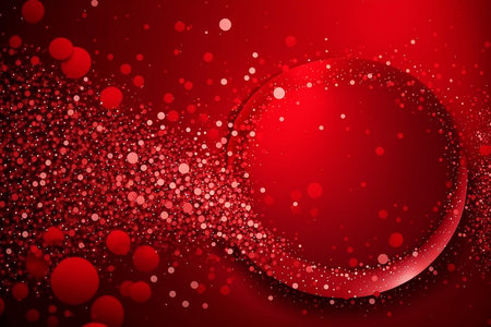 Bright red bubbles and silver confetti background, Generative AIの素材