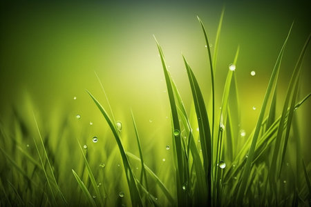 Fresh green grass with drops of dew, mockup, Generative AIの素材
