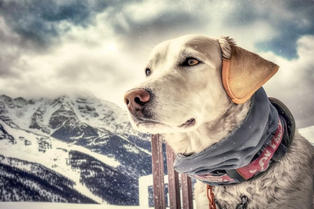 Portrait of a mountain rescue dog, Generative AIの素材