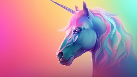 Unicorn on the bright background, postcard, Generative AIの素材