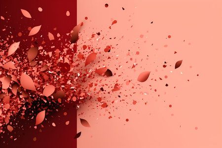 Red and pastel pink confetti background, Generative AIの素材