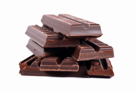 Stack of chocolate bars on white background, Generative AIの素材