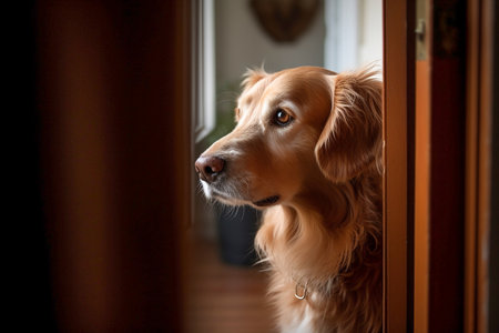 Smart dog waiting for his master, Generative AIの素材