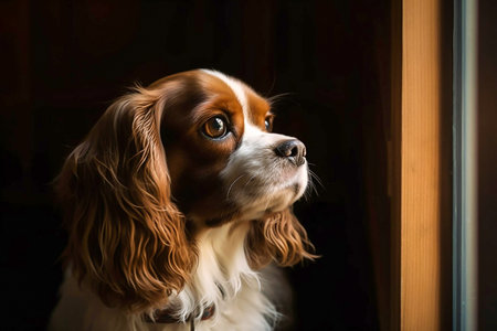 Cute dog waiting for his master, Generative AIの素材