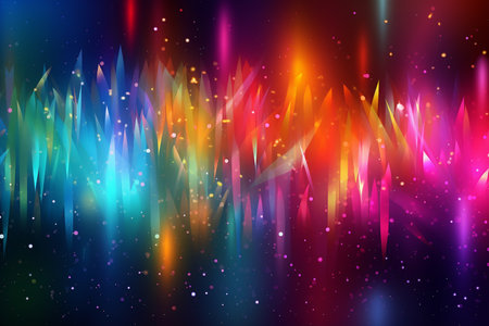 Bright iridescent background with shimmering sparkles, northern lights effect, Generative AIの素材