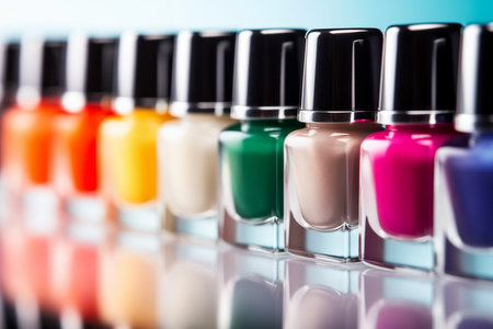 Different colors nail polish closeup, Generative AIの素材