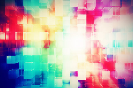 Background of small cubes of bright colors, backdrop, Generative AIの素材