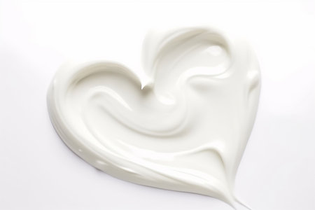 White cream smear in a heart form, Generative AIの素材