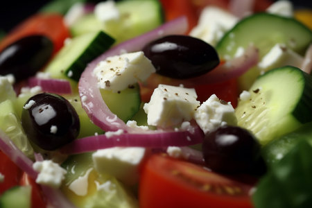 Background of greek salad closeup, Generative AIの素材