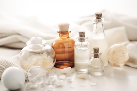 Oils, stones and soft textiles for massage and spa, Generative AIの素材
