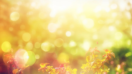 Natural plants yellow blurred bokeh background, Generative AIの素材