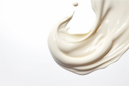 Cream smear closeup on the white background, Generative AIの素材