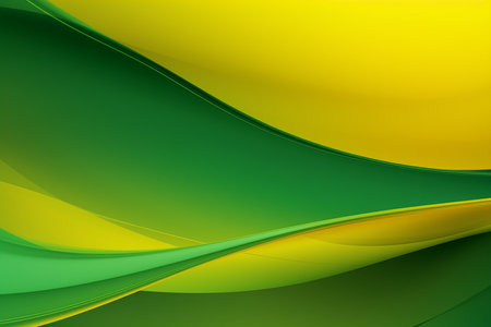 Green and yellow abstract waves background, Generative AIの素材