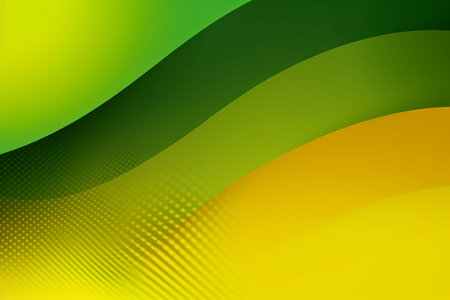 Bright green and yellow abstract waves background, Generative AIの素材