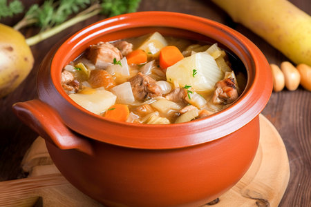 Garbure thick french traditional stew, Generative AIの素材