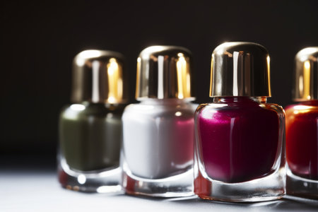Assortment of different colors nail polish, Generative AIの素材