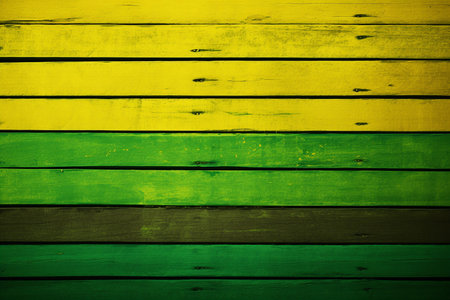 Green and yellow wooden planks background, Generative AIの素材