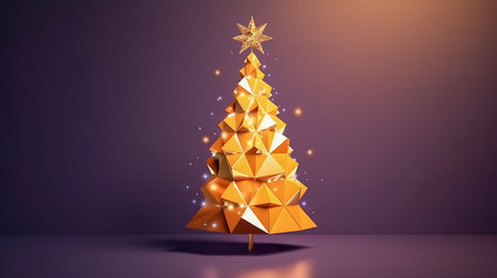 Golden Christmas tree, postcard, banner, Generative AIの素材