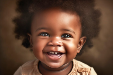 Cute afro-american baby closeup, Generative AIの素材