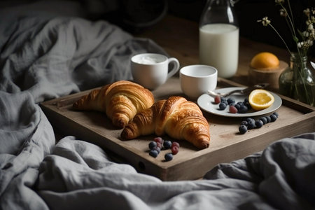 Sweet breakfast in bed, Generative AIの素材