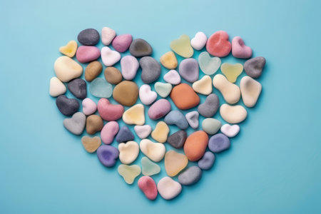 Heart shape sea stones background, Generative AIの素材
