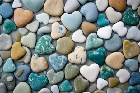 Heart shape sea stones background, Generative AIの素材