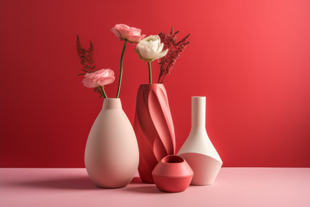Red and pink vases, Generative AIの素材