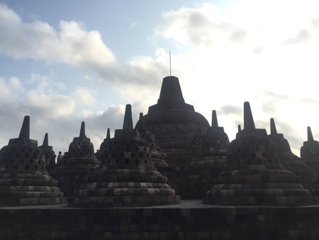 Buddhist temple Borobudur Yogyakarta Java, Indonesiaの写真素材