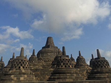 Buddhist temple Borobudur Yogyakarta Java, Indonesiaの写真素材