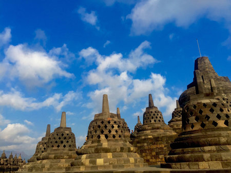 Buddhist temple Borobudur Yogyakarta Java, Indonesiaの写真素材