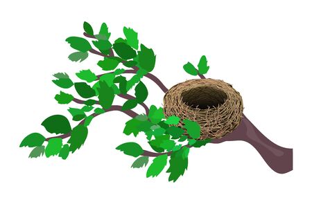 Cute cartoon nest isolated on a white background. Vector illustration.のイラスト素材
