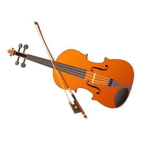 Cute cartoon violin Isolated on the white background. Vector illustration.のイラスト素材